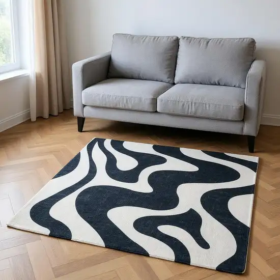 Black and White Zebra Print Area Rug Photo 2