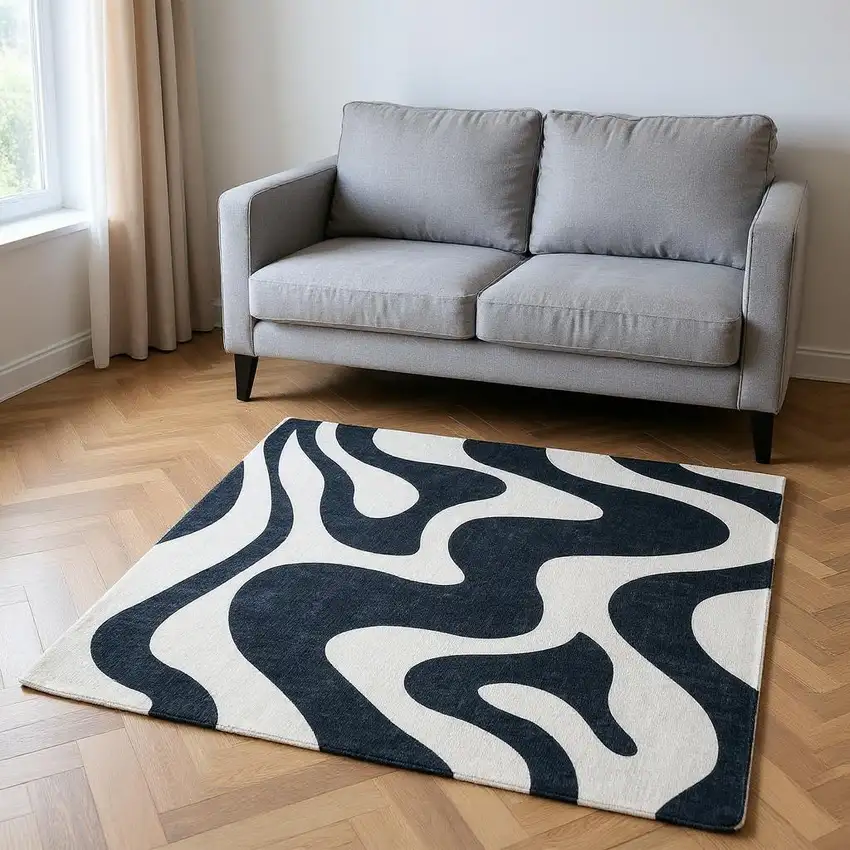 Black and White Zebra Print Area Rug Photo 2