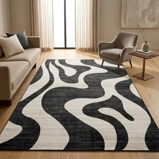 Black and White Zebra Print Area Rug Photo 1