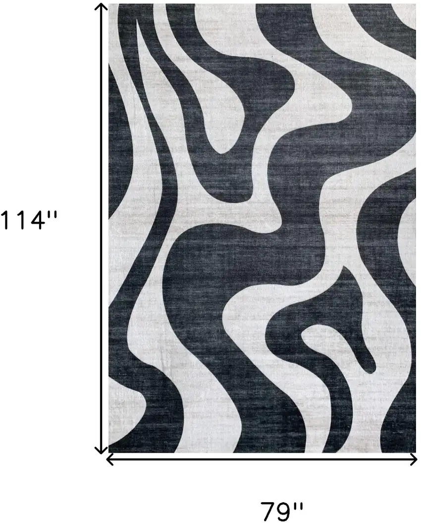 Black and White Zebra Print Area Rug Photo 6