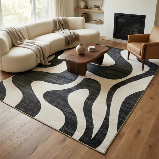 Black and White Zebra Print Area Rug Photo 7
