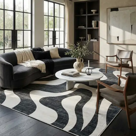 Black and White Zebra Print Area Rug Photo 8