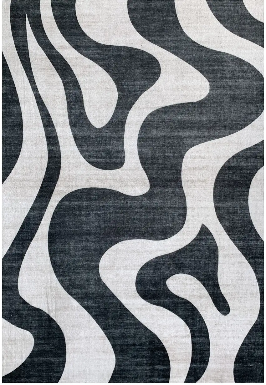 Black and White Zebra Print Area Rug Photo 2