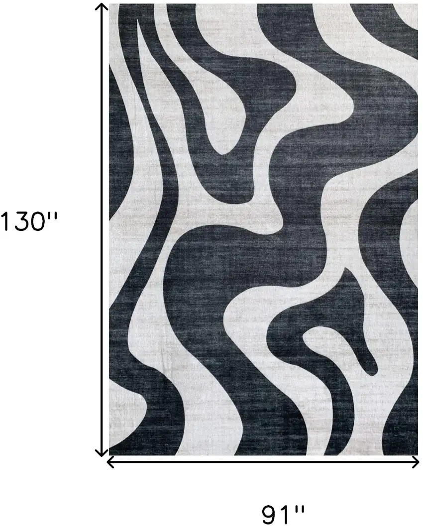 Black and White Zebra Print Area Rug Photo 6