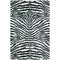 Photo of Black and White Zebra Print Shag Handmade Non Skid Runner Rug