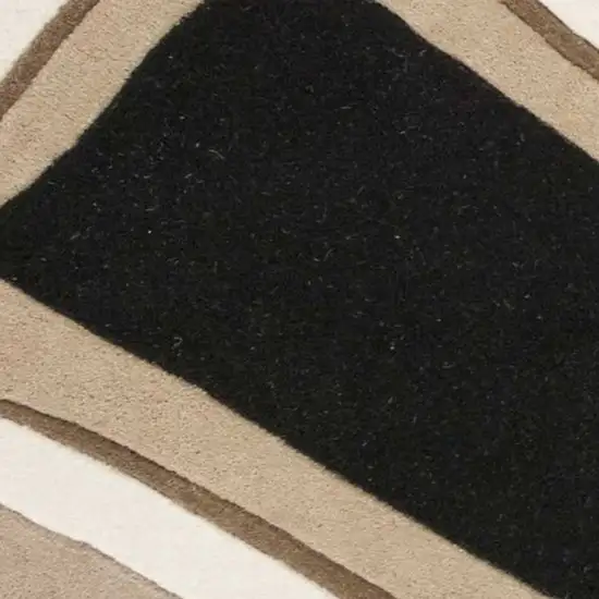 Beige And Black Wool Abstract Hand Tufted Area Rug Photo 5
