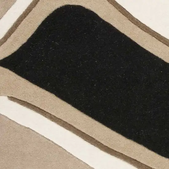 Beige And Black Wool Abstract Hand Tufted Area Rug Photo 6