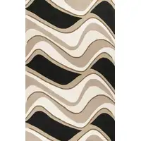 Photo of Black or Beige Abstract Waves Wool Area Rug