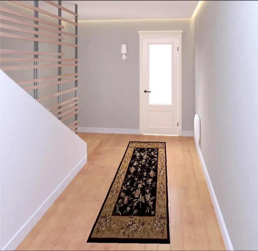 2' X 8' Black Or Beige Floral Runner Rug Photo 2