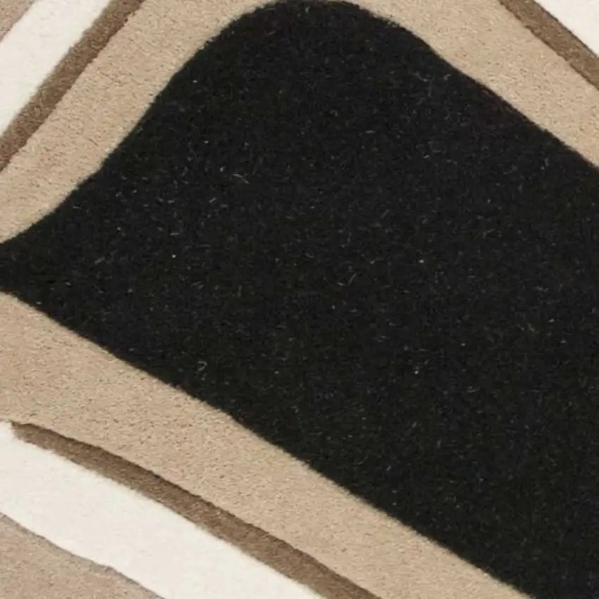Black And Beige Wool Abstract Hand Tufted Area Rug Photo 5