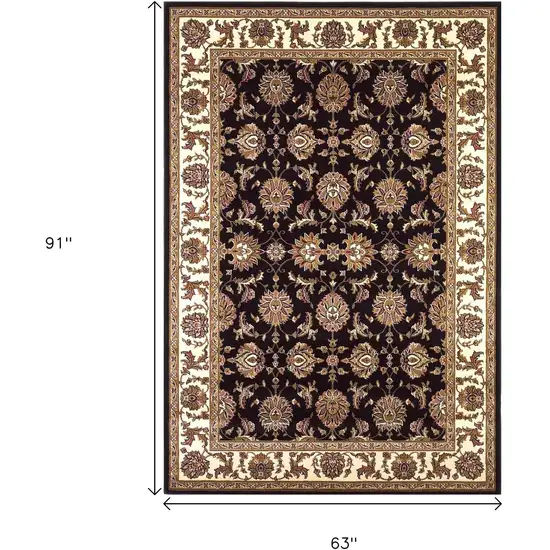 Black Ivory And Brown Floral Medallion Area Rug Photo 3