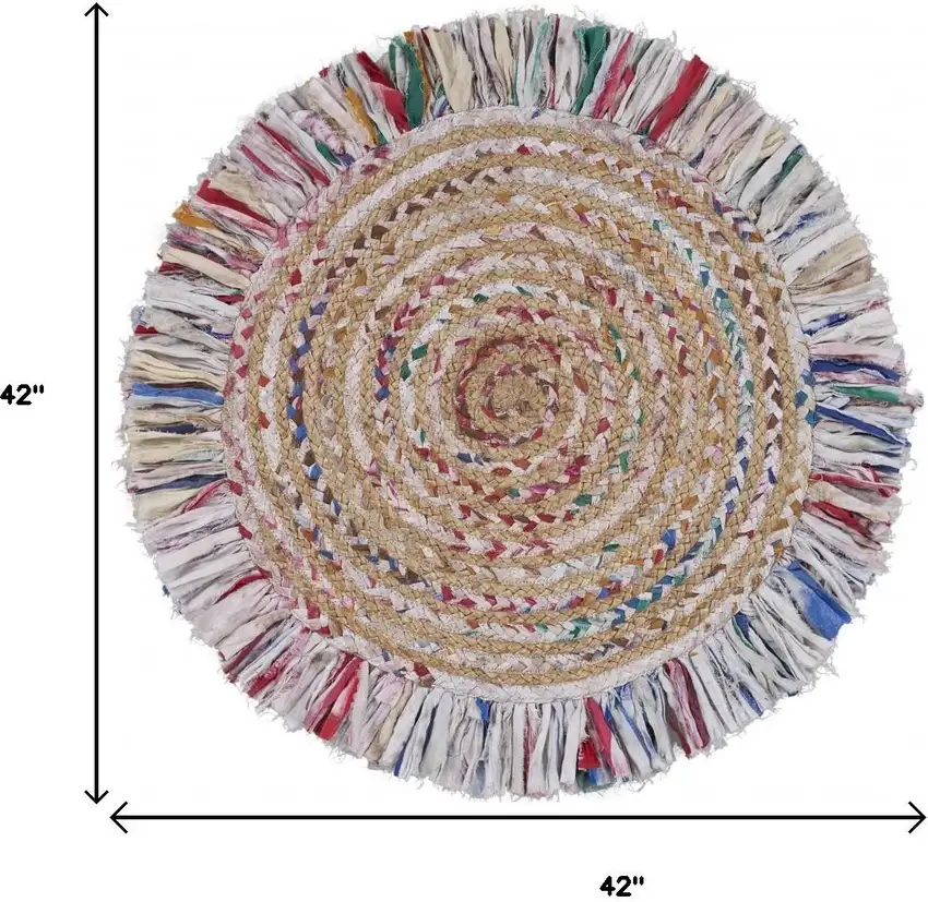 4' Blue And White Abstract Geometric Hand Woven Round Rug Photo 5