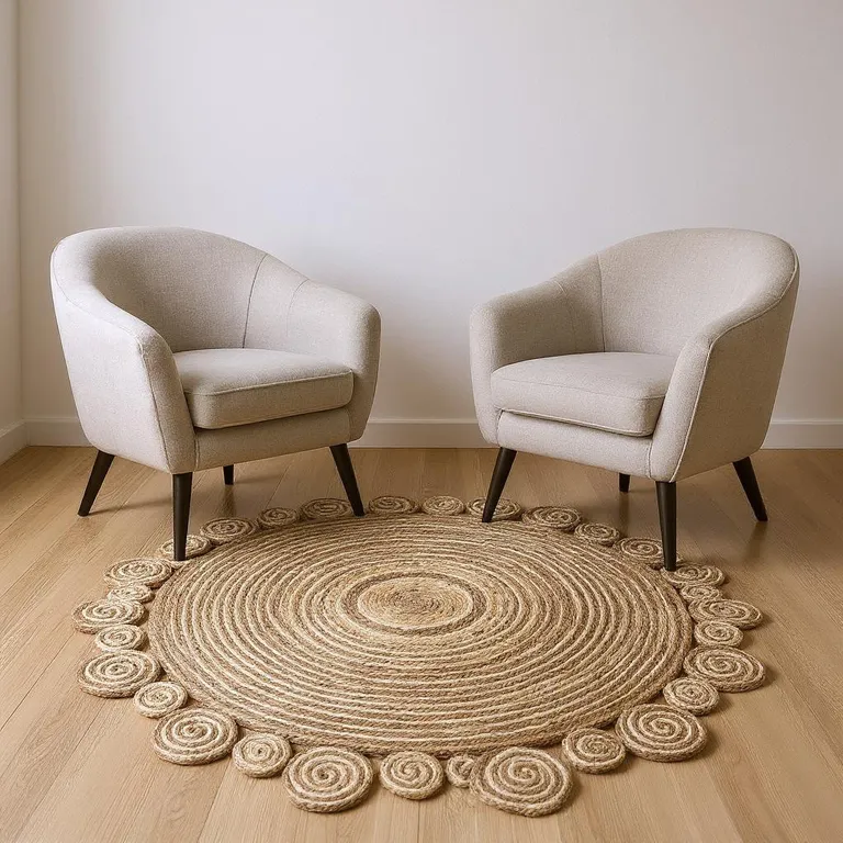 Bleached and Natural Spiral Boutique Jute Rug Photo 5