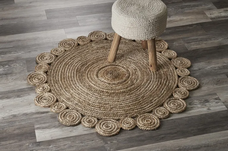 Bleached and Natural Spiral Boutique Jute Rug Photo 3
