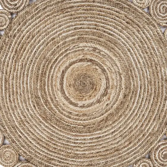 6' Beige Jute Hand Braided Round Rug Photo 4
