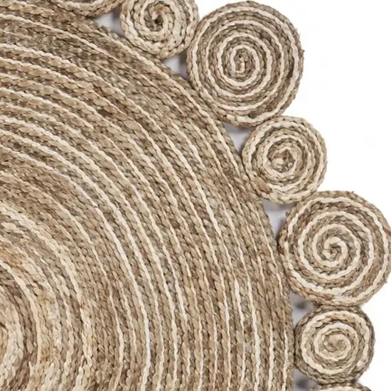 6' Beige Jute Hand Braided Round Rug Photo 5
