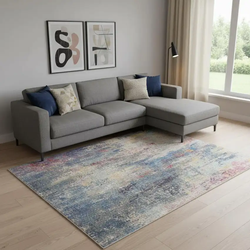 Blue Abstract Area Rug Photo 1