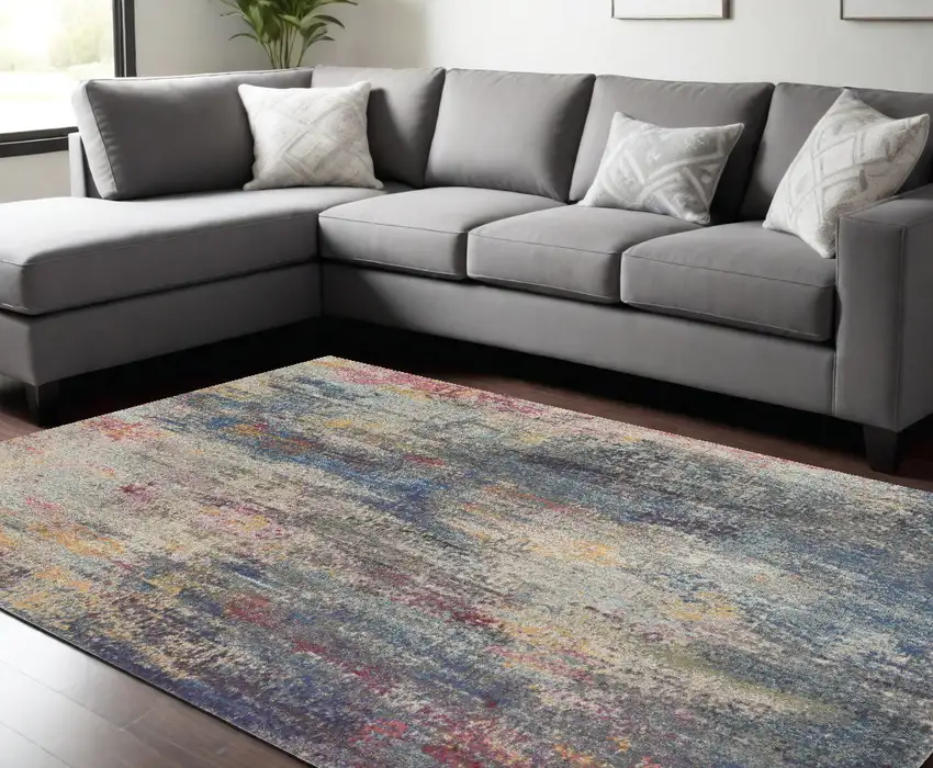 Blue Abstract Area Rug Photo 1