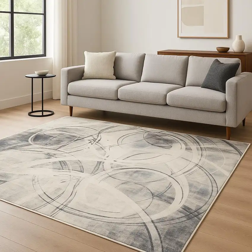 Blue Abstract Area Rug Photo 1