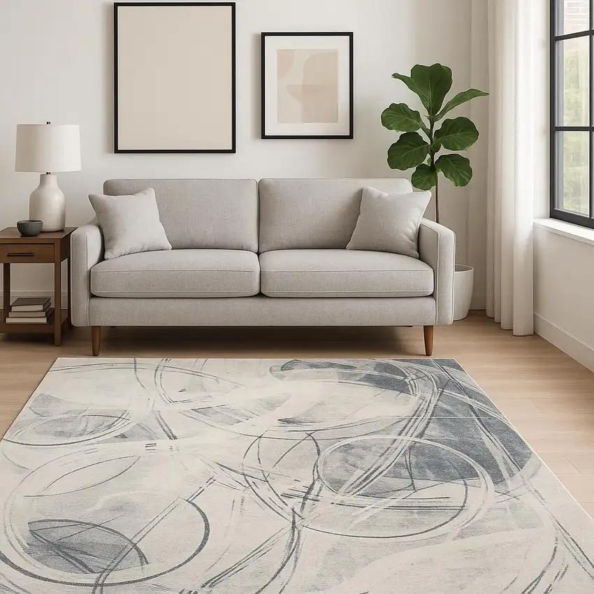 Blue Abstract Area Rug Photo 1