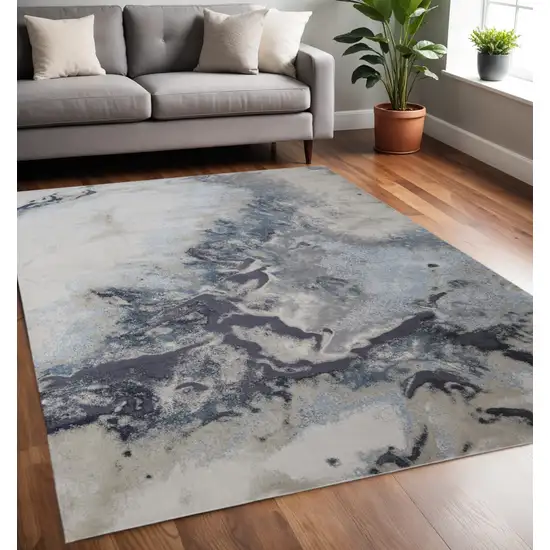Ivory Black And Gray Abstract Area Rug Photo 1