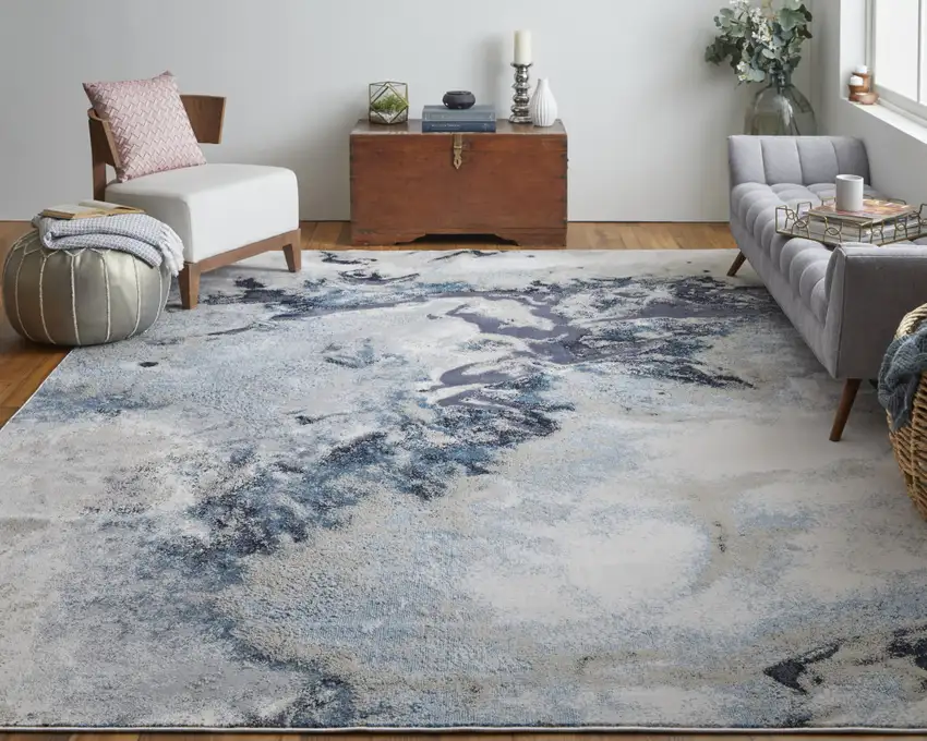 Blue Abstract Area Rug Photo 7