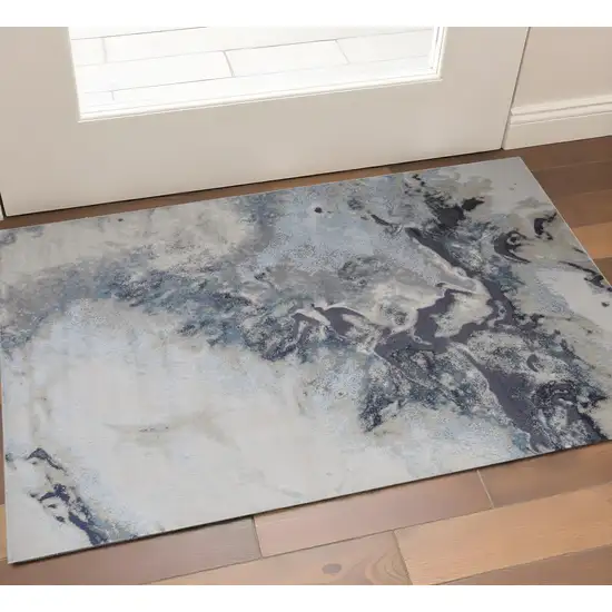 Ivory Black And Gray Abstract Area Rug Photo 1