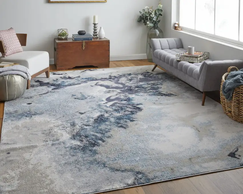 Blue Abstract Area Rug Photo 6