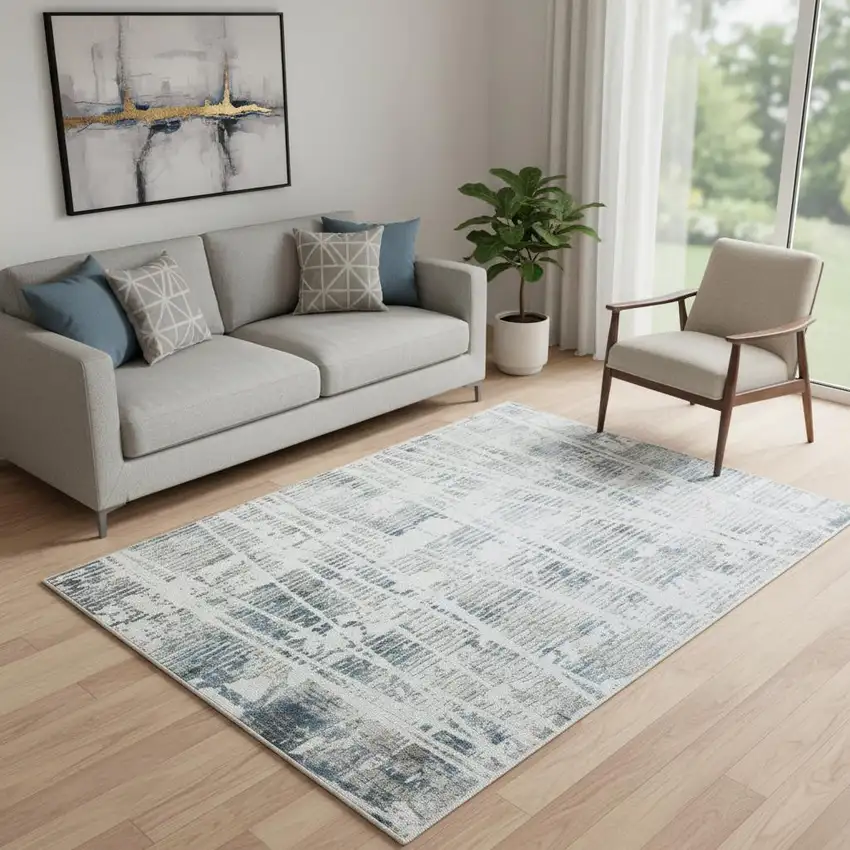 Blue Abstract Area Rug Photo 1