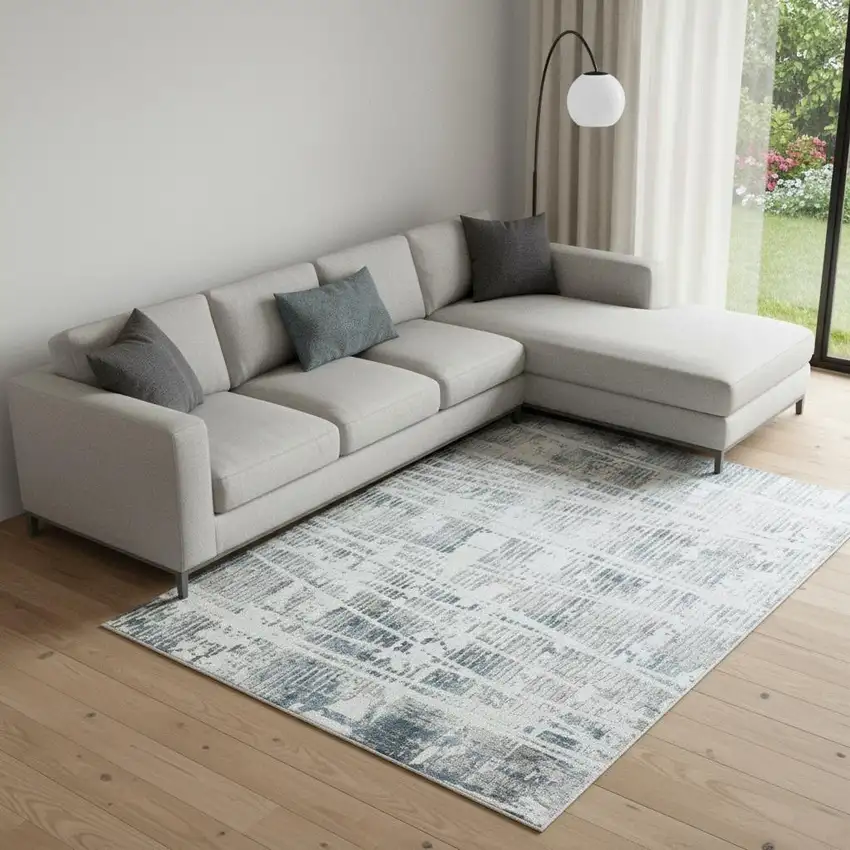 Blue Abstract Area Rug Photo 1