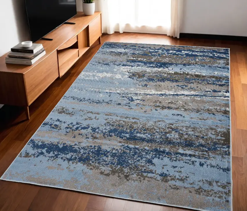 Blue Abstract Area Rug Photo 1