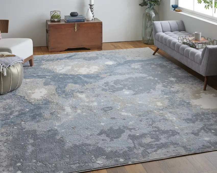 Blue Abstract Area Rug Photo 7