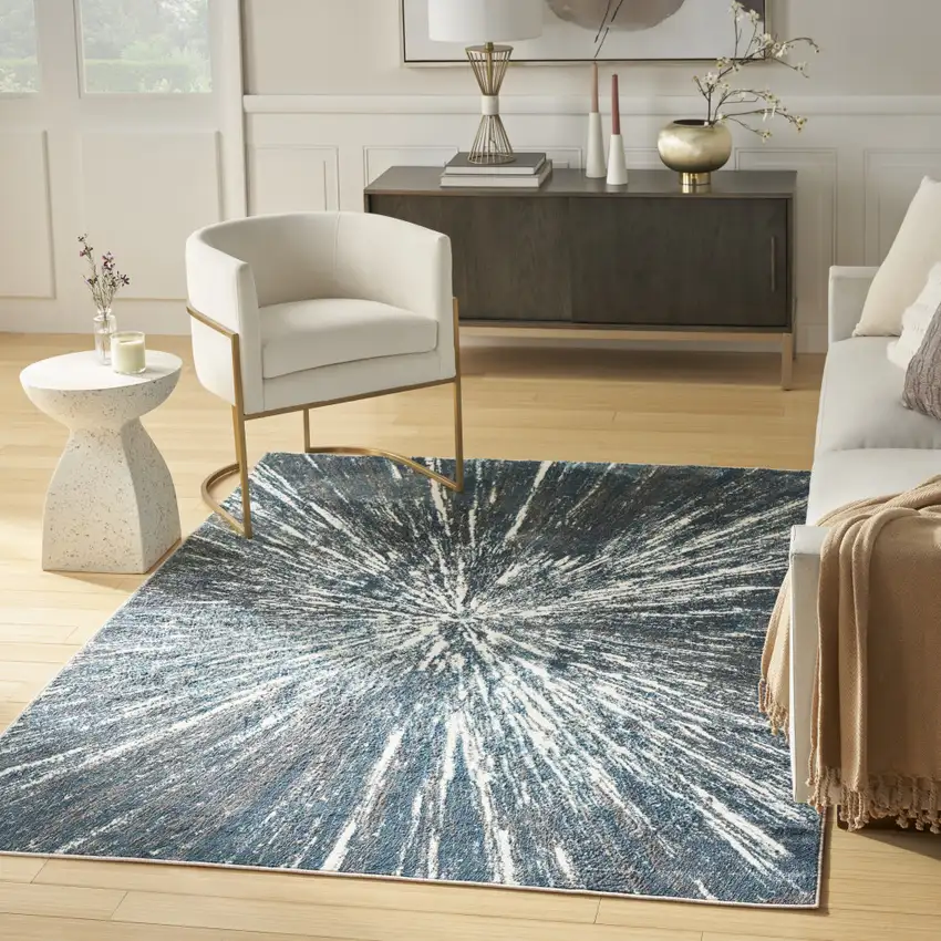 Blue Abstract Area Rug Photo 4