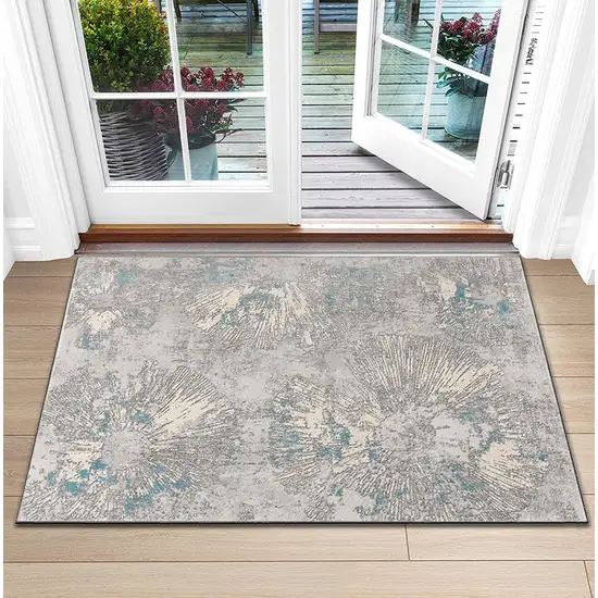 Blue Abstract Circular Motifs Area Rug Photo 6