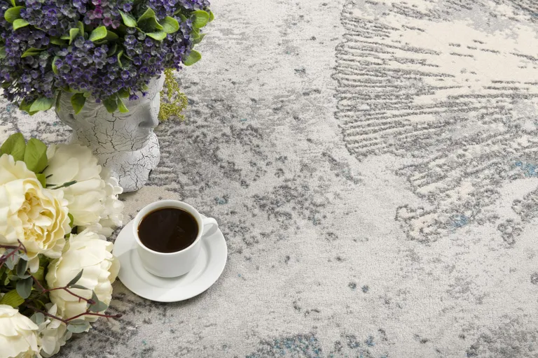 Blue Abstract Circular Motifs Area Rug Photo 4