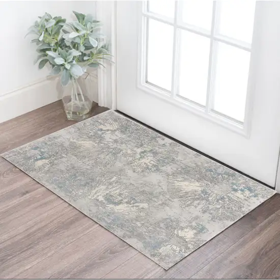 Blue Abstract Dhurrie Area Rug Photo 1