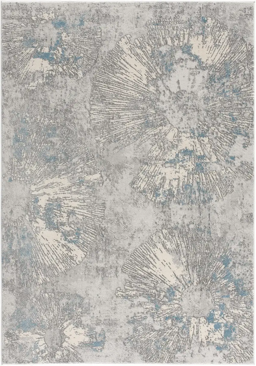 Blue Abstract Circular Motifs Area Rug Photo 5