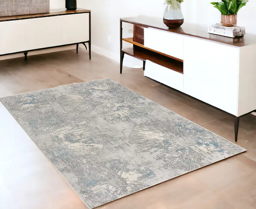 Blue Abstract Dhurrie Area Rug Photo 1