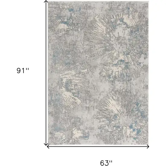 Blue Abstract Circular Motifs Area Rug Photo 3