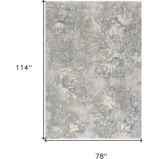 Blue Abstract Circular Motifs Area Rug Photo 3