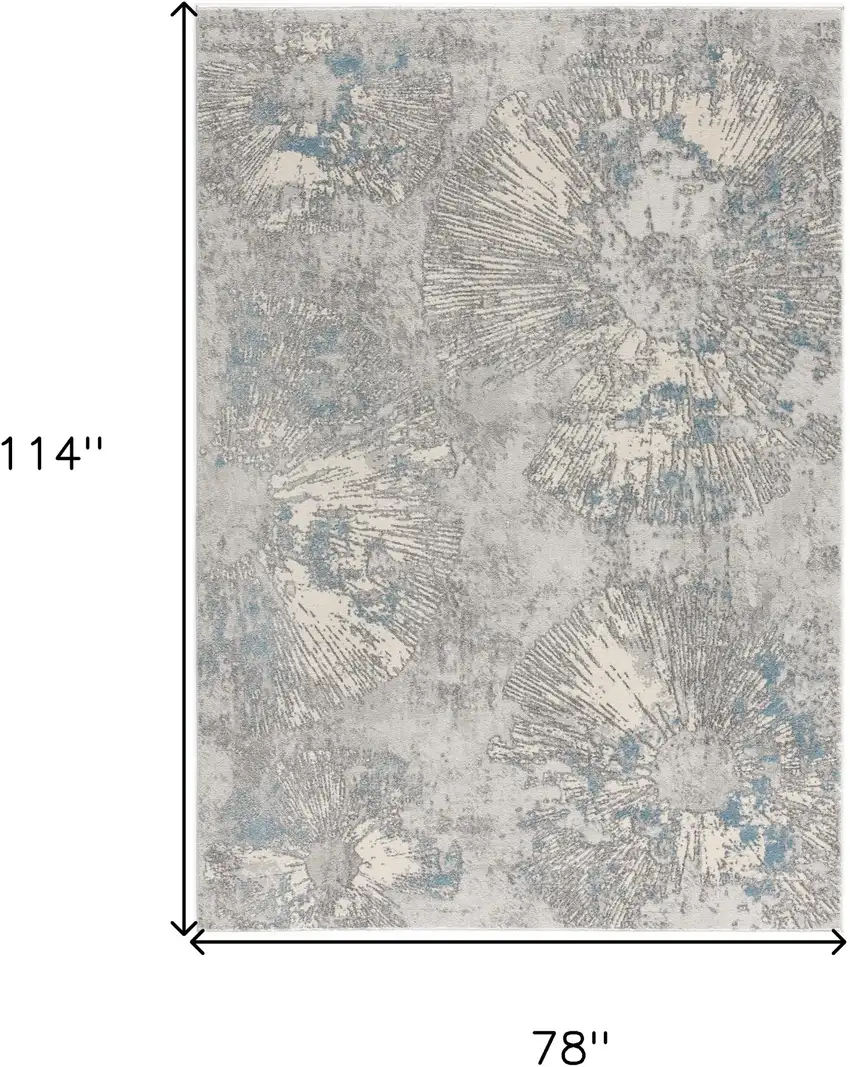 Blue Abstract Circular Motifs Area Rug Photo 3