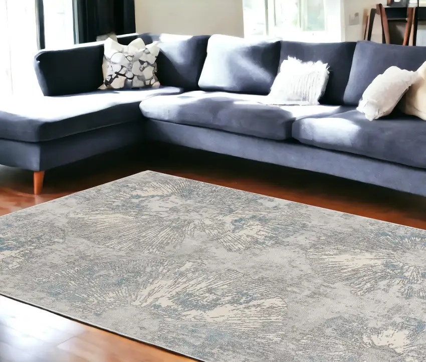 Blue Abstract Dhurrie Area Rug Photo 1
