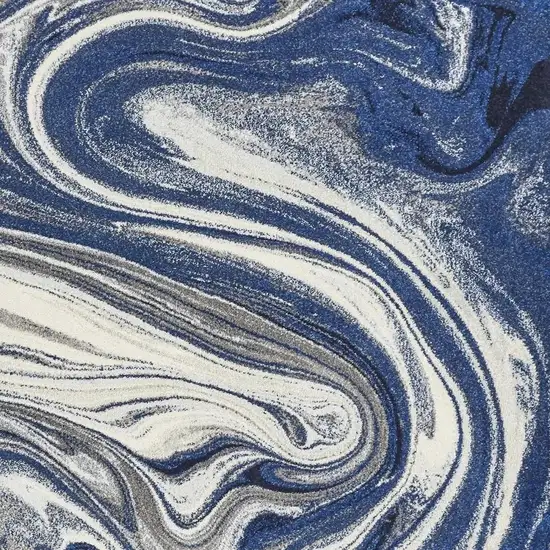 Blue And Beige Abstract Area Rug Photo 6