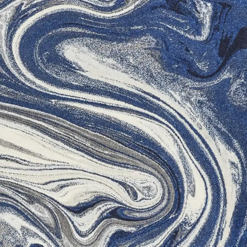 Blue And Beige Abstract Area Rug Photo 6