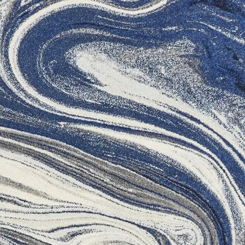 Blue And Beige Abstract Area Rug Photo 5