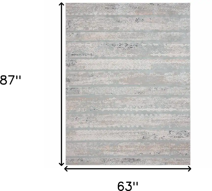 5' X 8' Blue Abstract Distressed Area Rug Photo 7