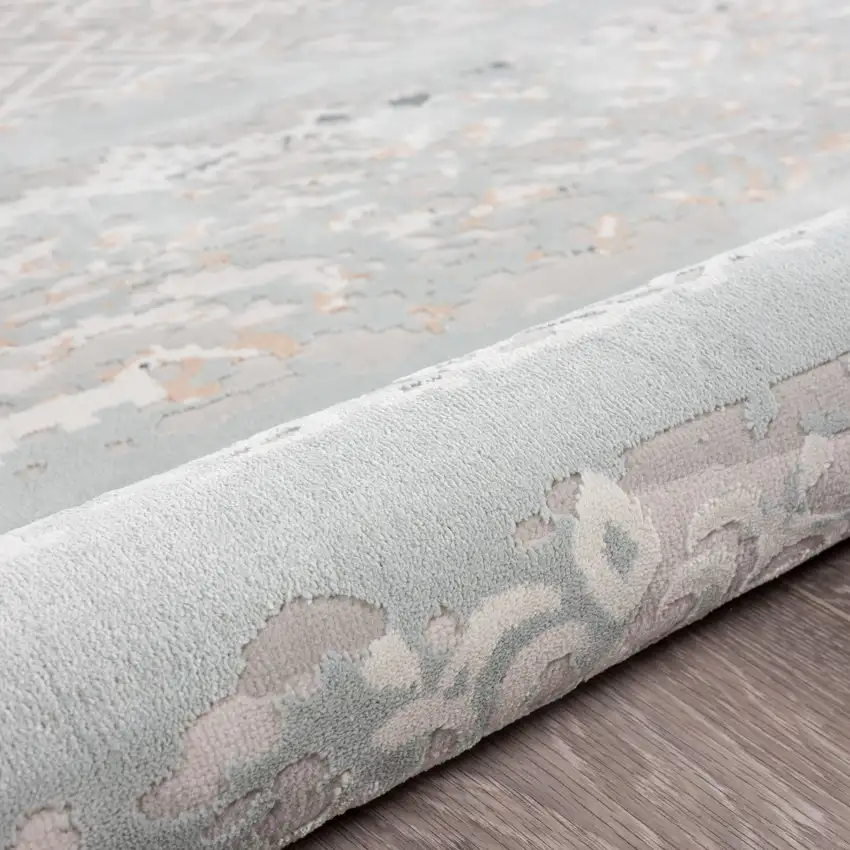 5' X 8' Blue Abstract Distressed Area Rug Photo 8