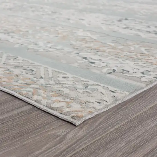 5' X 8' Blue Abstract Distressed Area Rug Photo 5