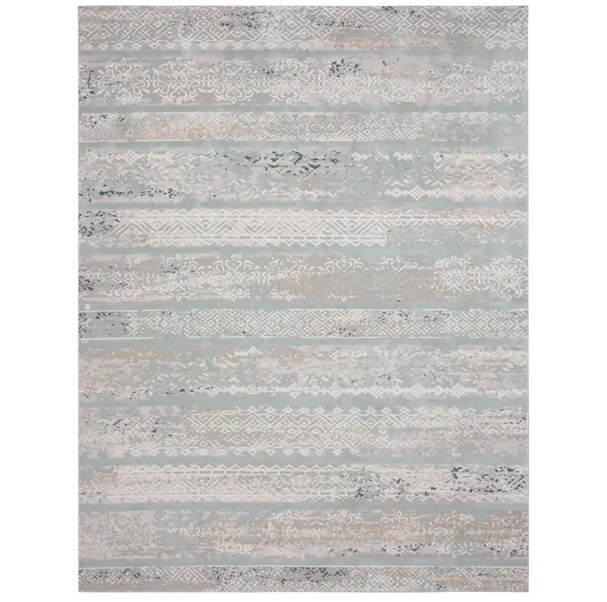 Blue Abstract Distressed Area Rug Photo 1