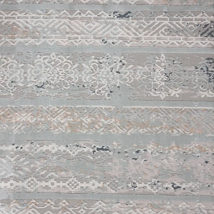 Blue Abstract Distressed Area Rug Photo 3